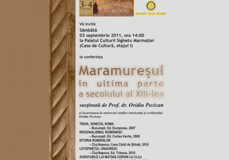 AGENDA festivalului – Profesorul doctor Ovidiu Pecican susţine conferinţă Maramureşul în ultima parte a secolului al XIII-lea în cadrul festivalului Aerternus Maramorosiensis AGENDA festivalului – Profesorul doctor Ovidiu Pecican susţine conferinţă Maramureşul în ultima parte a secolului al XIII-lea în cadrul festivalului Aerternus Maramorosiensis