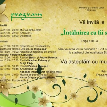 În perioada 10- 11 septembrie a III-a ediţie a sărbătorii „Fiii Satului” la Strâmtura În perioada 10- 11 septembrie a III-a ediţie a sărbătorii „Fiii Satului” la Strâmtura