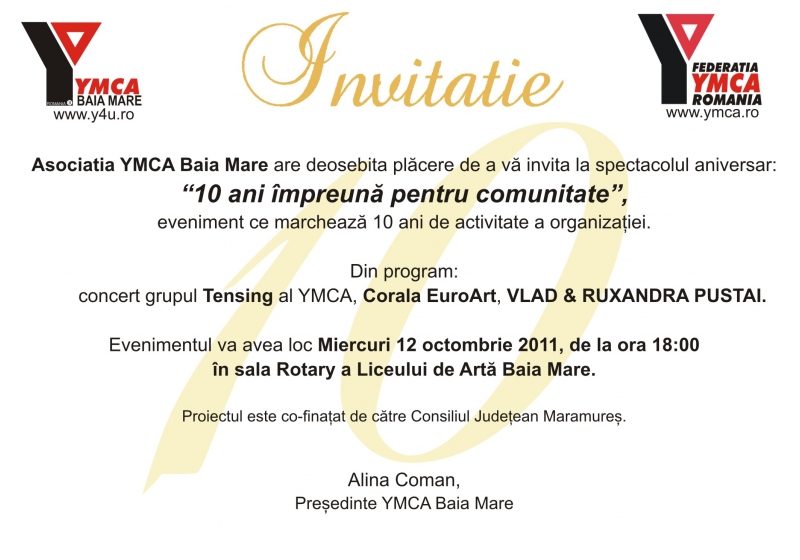 Baia Mare: Un deceniu de activitate pentru YMCA Baia Mare