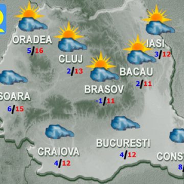 PROGNOZA METEO: Cum va fi vremea luni şi marţi PROGNOZA METEO: Cum va fi vremea luni şi marţi