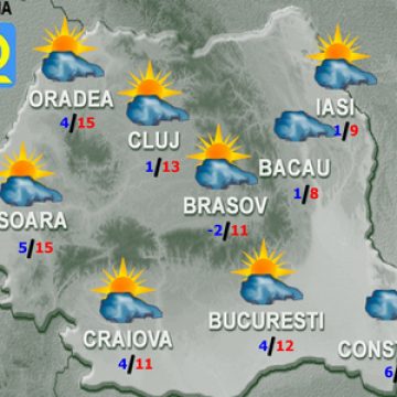 PROGNOZA METEO: Cum va fi vremea luni şi marţi