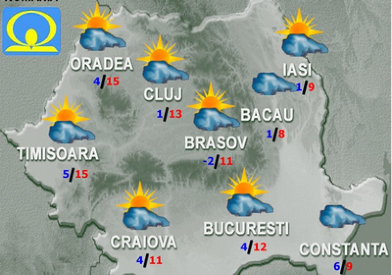 PROGNOZA METEO: Cum va fi vremea luni şi marţi PROGNOZA METEO: Cum va fi vremea luni şi marţi