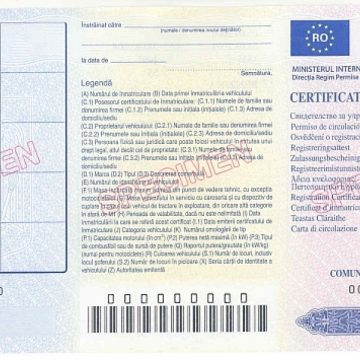 Certificat de înmatriculare falsificat Certificat de înmatriculare falsificat