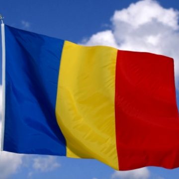O femeie din Pitesti realizeaza manual tricolorul tarii