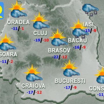 Ger în cea mai mare parte a ţării. Cum va fi vremea luni şi marţi Ger în cea mai mare parte a ţării. Cum va fi vremea luni şi marţi