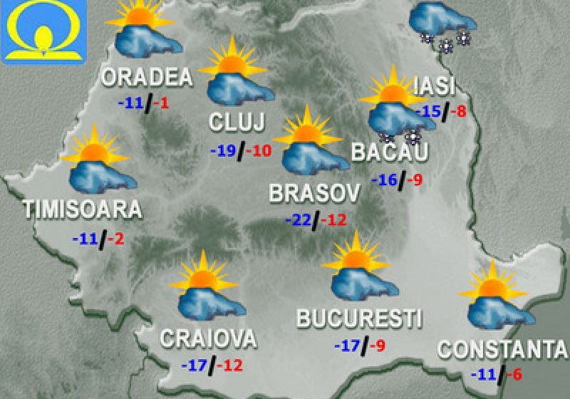 Ger în cea mai mare parte a ţării. Cum va fi vremea luni şi marţi Ger în cea mai mare parte a ţării. Cum va fi vremea luni şi marţi