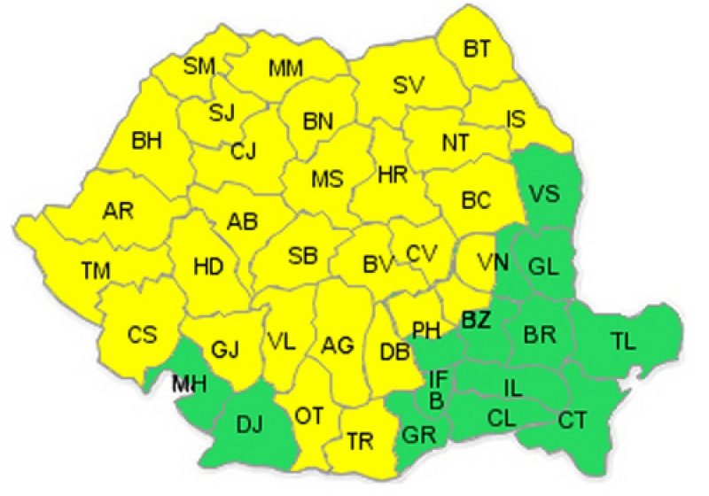 AVERTIZARE METEO COD GALBEN: Averse, descărcări electrice, vijelii, grindină AVERTIZARE METEO COD GALBEN: Averse, descărcări electrice, vijelii, grindină