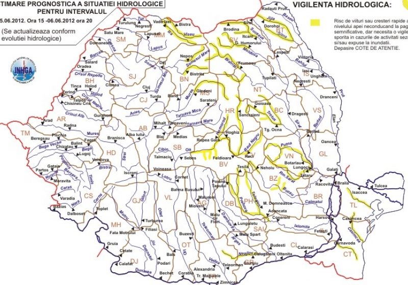 Baia Mare: Avertizare cod galben bazinul hidrografic al râurilor Vişeu, Iza şi Lăpuş