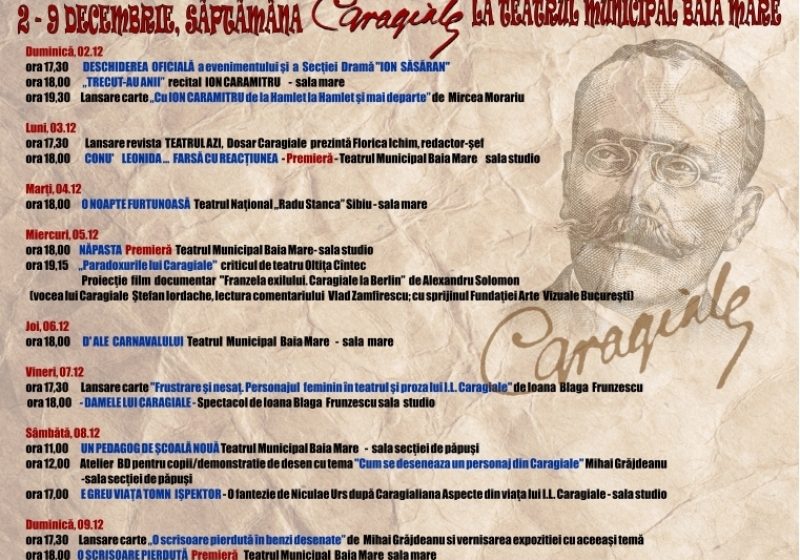 Baia Mare: "Săptămâna Caragiale" la Teatrul Municipal – Vezi programul