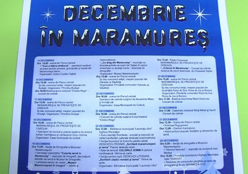 SIGHET: Veniţi sa colindăm cu mic cu mare pe 27 decembrie în parcul din centrul municipiului!