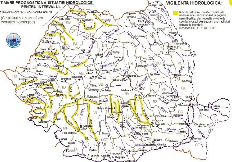 Maramureş: AVERTIZARE – Cod galben hidrologic pentru bazinele hidrografice ale râurilor Iza şi Lăpuş! Maramureş: AVERTIZARE – Cod galben hidrologic pentru bazinele hidrografice ale râurilor Iza şi Lăpuş!