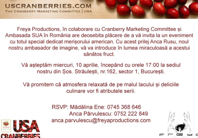 Ambasada SUA organizează un eveniment gastronomic dedicat merişorului american