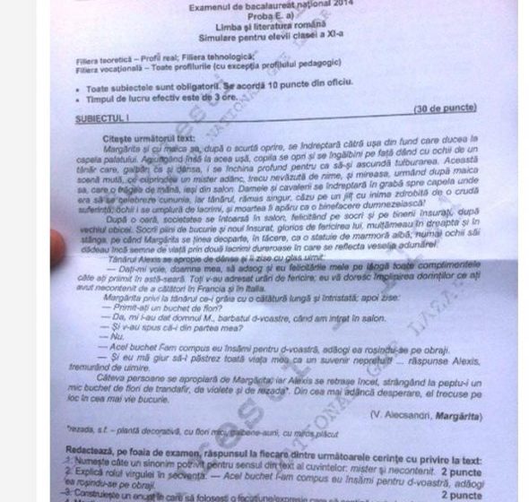 SIMULARE BACALAUREAT: Ce subiecte au primit elevii din clasele a XIa SIMULARE BACALAUREAT: Ce subiecte au primit elevii din clasele a XIa