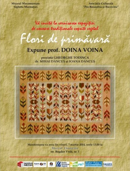 SIGHET: Vernisajul expoziţiei de covoare tradiţionale, vopsite manual -"Flori de Primăvară"