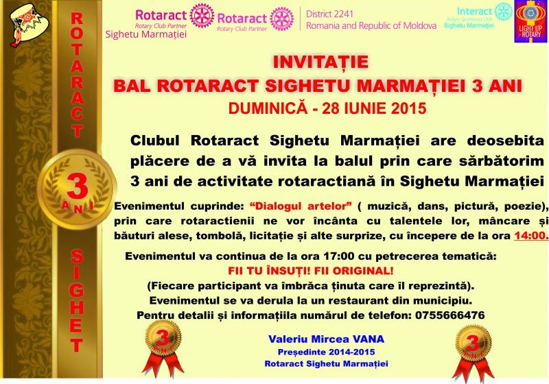 SIGHET: Clubul Rotaract aniversează 3 ani de activitate SIGHET: Clubul Rotaract aniversează 3 ani de activitate
