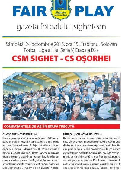 SPECIAL: Nu ratați, mâine, un nou număr al ”Gazetei fotbalului sighetean”, care se va distribui la intrarea pe stadion, la meciul CSM – CS Oșorhei SPECIAL: Nu ratați, mâine, un nou număr al ”Gazetei fotbalului sighetean”, care se va distribui la intrarea pe stadion, la meciul CSM – CS Oșorhei