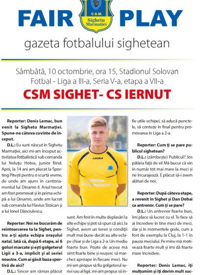 FOTBAL: O nouă etapă, un nou meci, o nouă “Gazetă a fotbalului sighetean”