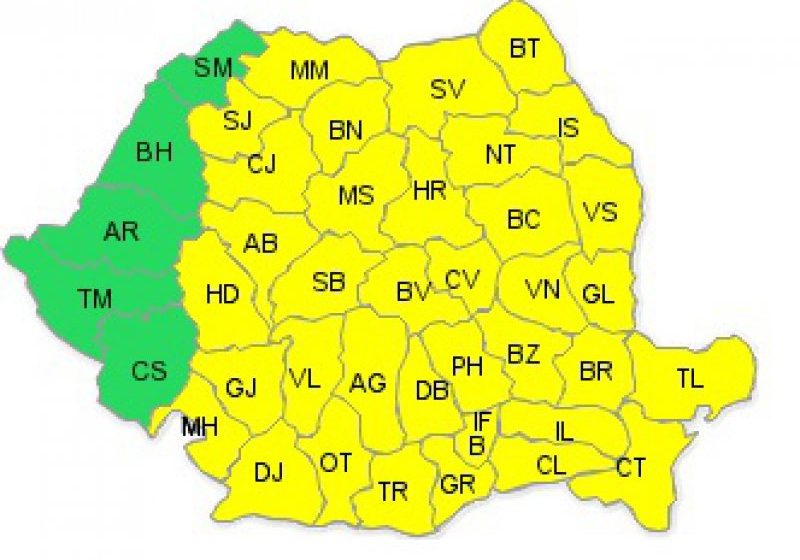 ANM: Cod Galben de ger în majoritatea regiunilor, de joi până luni; temperaturi minime de până la -28 de grade, izolat