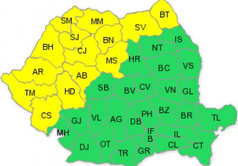ATENŢIONARE METO: Cod galben de instabilitate atmosferică și disconfort termic accentuat ATENŢIONARE METO: Cod galben de instabilitate atmosferică și disconfort termic accentuat