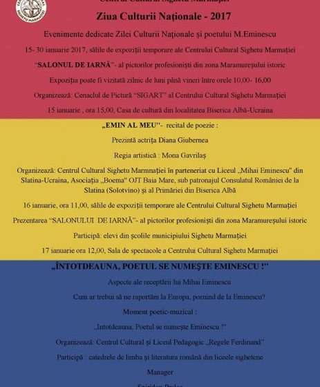 EVENIMENT: Ziua Culturii Naționale și Ziua poetului național Mihai Eminescu, sărbătorite la Sighet