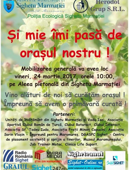 ACTIVITATE: La Sighet se va desfășura campania „Şi mie îmi pasă de oraşul nostru!’’