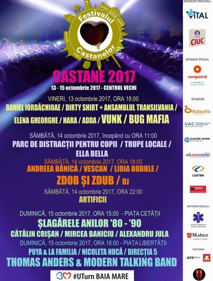 PROGRAM CASTANE 2017: Artiștii care vor concerta în Baia Mare până în 15 octombrie