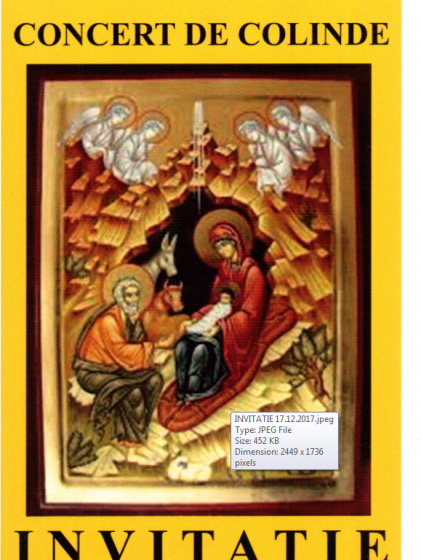 EVENIMENT: Concert de colinde organizat de Parohia Ortodoxă Română "Adormirea Maicii Domnului"