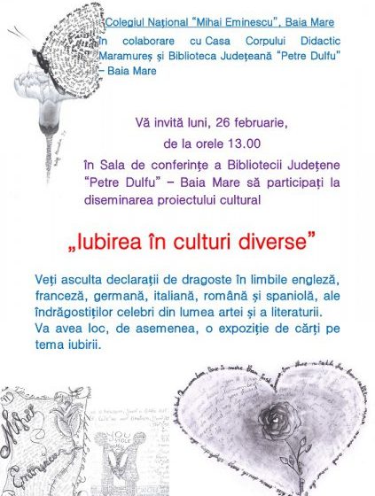 LA BIBLIOTECA JUDEȚEANĂ: Declaraţii de dragoste ale îndrăgostiţilor celebri din lumea artei şi a literaturii, în 6 limbi