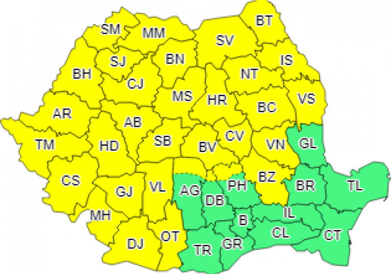 AVERTIZARE: Cod galben de instabilitate atmosferică AVERTIZARE: Cod galben de instabilitate atmosferică