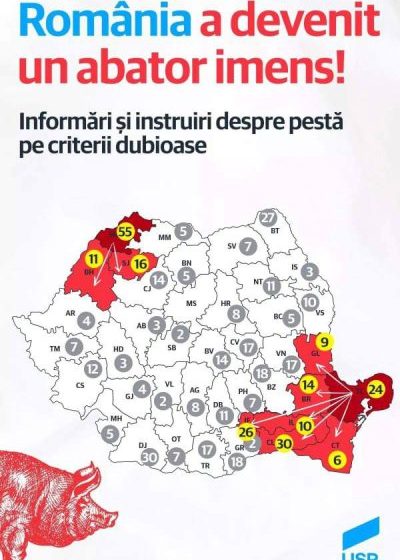 INCOMPETENŢII DIN FUNCŢII PUBLICE LASĂ ROMÂNII FĂRĂ PORCII DIN CURTE: USR cere demisia șefului ANSVSA, Geronimo Răducu Brănescu
