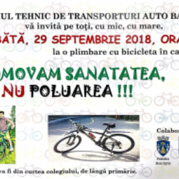 INVITAȚIE LA PEDALAT: ”Promovăm sănătatea, nu poluarea!” INVITAȚIE LA PEDALAT: ”Promovăm sănătatea, nu poluarea!”