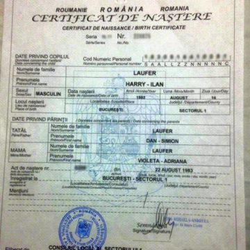 TRANSPARENȚĂ: Ilan Laufer și-a publicat certificatul de naștere pe Facebook TRANSPARENȚĂ: Ilan Laufer și-a publicat certificatul de naștere pe Facebook