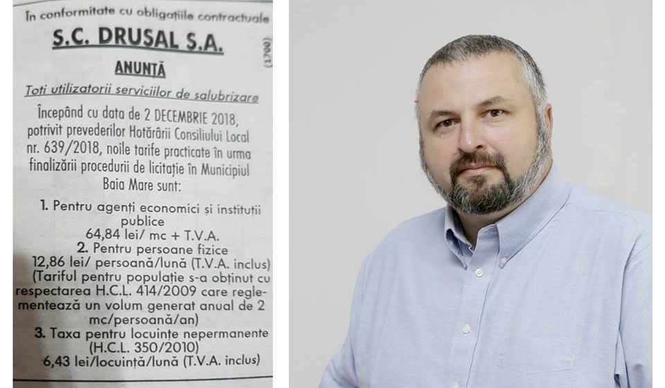 Dan Ivan, președinte USR Maramureș, reacție dură la majorarea prețului pentru salubrizare menajeră: „Nu-i luați pe băimăreni de fraieri pentru a face profit firmei ”