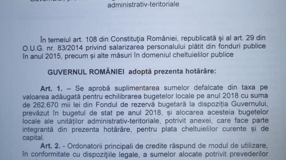 Guvernul României a alocat, la final de an peste 16 milioane de lei primăriilor din Maramureș Guvernul României a alocat, la final de an peste 16 milioane de lei primăriilor din Maramureș