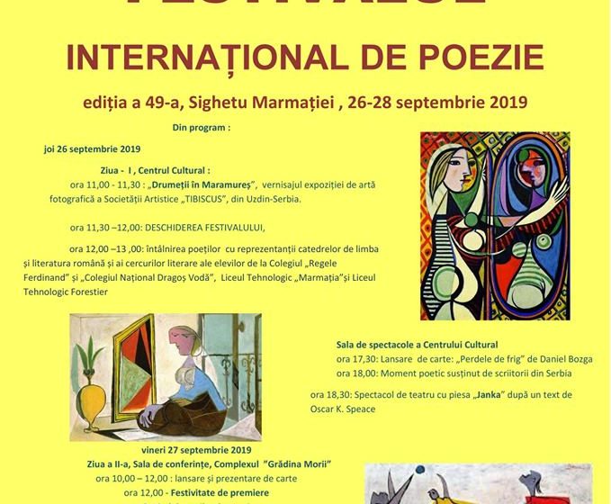 Joi, 26 septembrie a debutat cea de-a 49-a ediție a Festivalului Internațional de Poezie la Sighetu Marmație