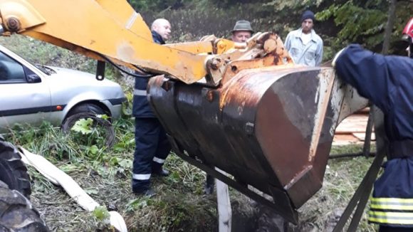 Un cal căzut într-un bazin a fost salvat de pompieri Un cal căzut într-un bazin a fost salvat de pompieri