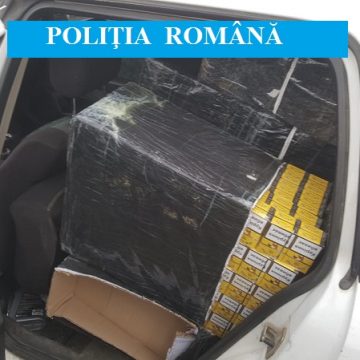 Contrabandist reţinut după o urmărire în trafic. 165.000 de ţigarete confiscate
