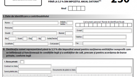 Sprijin pentru ONG-uri cu formularul 230