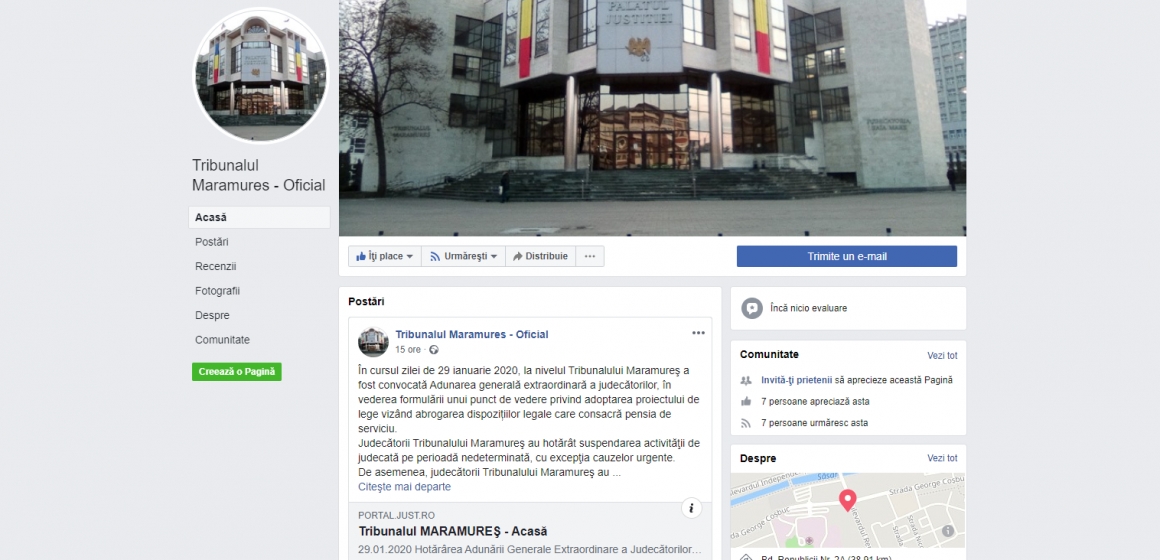 VIDEO | Tribunalul Maramureș și-a făcut pagină de Facebook