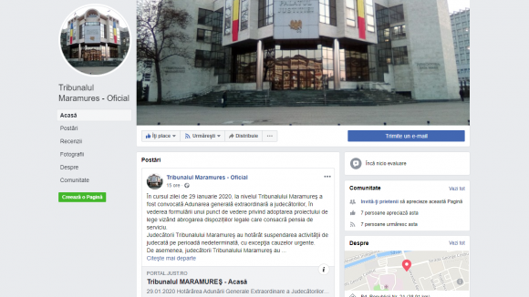 VIDEO | Tribunalul Maramureș și-a făcut pagină de Facebook