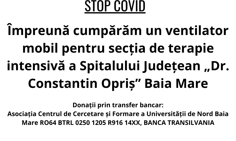 Strângere de fonduri pentru achiziționarea unui ventilator mobil pentru secția de terapie intensivă