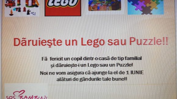 VIDEO | De 1 Iunie, fă fericit un copil dintr-o casă de tip familial și dăruiește un puzzle, un lego sau o carte VIDEO | De 1 Iunie, fă fericit un copil dintr-o casă de tip familial și dăruiește un puzzle, un lego sau o carte