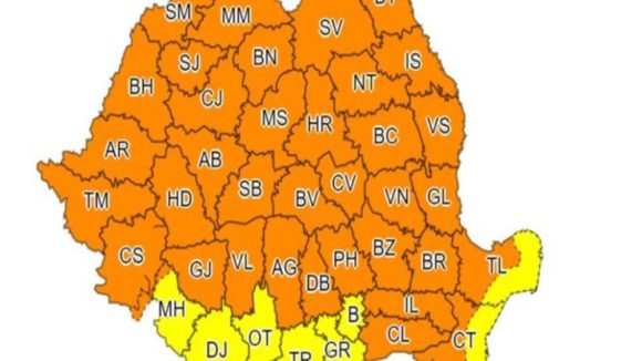 Un nou Cod Portocaliu de vreme rea emis pentru Maramureș și alte județe din țară