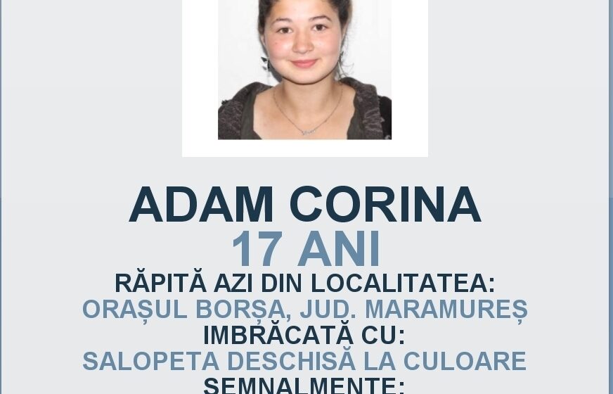 ALERTĂ LA BORȘA: O tânără de 17 ani din Borșa a fost răpită