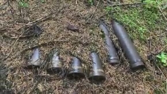 VIDEO | Șase proiectile eplozive, găsite într-o pădure din zona Borșei, de un cetățean aflat la cules de ciuperci
