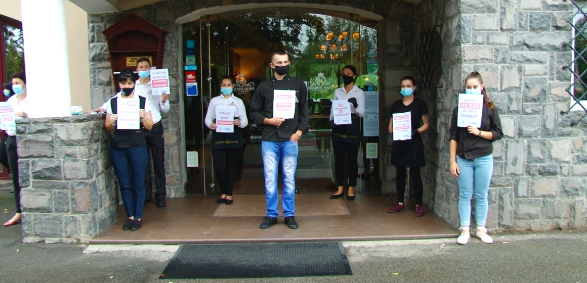 VIDEO | Și în Sighetu Marmației angajații HoReCa au protestat în fața restaurantelor