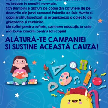 VIDEO | Asociația SOS Bambini organizează o colectă de ghiozdane și rechizite pentru copiii din cătunele din Poienile de Sub Munte