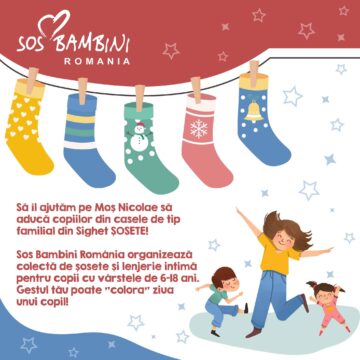 VIDEO | SOS Bambini România organizează o colectă de șosete și lenjerie intimă pentru copiii din sistemul instituționalizat