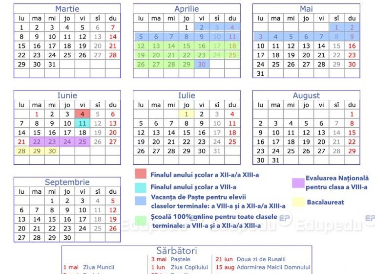 Noua structură a anului școlar a fost publicată în Monitorul Oficial