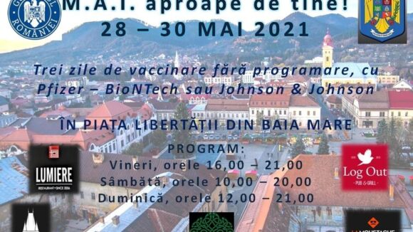 VIDEO | Maraton de Vaccinare ”M.A.I. aproape de tine!”în Piața Libertății din municipiul Baia Mare VIDEO | Maraton de Vaccinare ”M.A.I. aproape de tine!”în Piața Libertății din municipiul Baia Mare